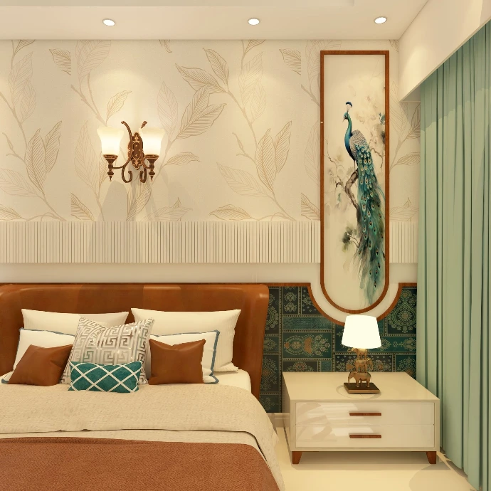 Elegant bedroom interior with custom furniture and warm lighting